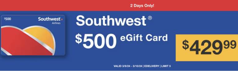 DEAL: Southwest Gift Cards On Sale (Through 3/10 Only) Up To 17% Off